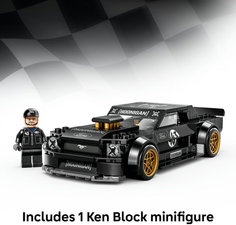 Speed Champions Ken Block's '65 Ford Mustang Hoonicorn V1 Muscle Car Toy - Model Kit w/Collectible Minifigure - Kids' Room Decor - STEM Gift for 9+ Year Old Boys & Fans - 77262