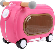 Ride On Luggage, Toddler Rolling Suitcase with Wheels 20L Storage Scooter Luggage with Music Lights Leash and Shoulder Strap for Travel Kids (Blue) - Rose Red