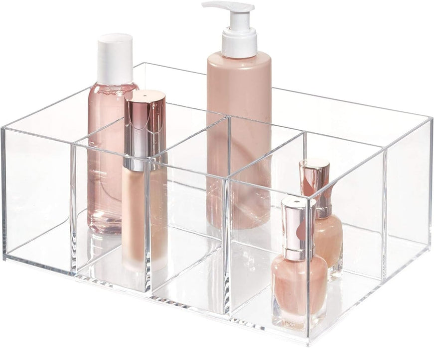 INTERDESIGN Idesign Organizer For Vanity Cabinet To Hold Makeup Beauty Products Hair Accessories – 5 Compartments, Clear Clarity Cosmetic, 5 Section