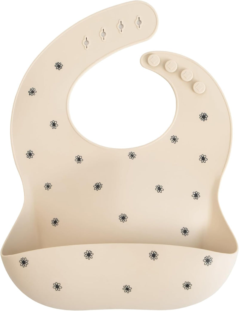 Silicone Baby Bib with Built-in Neck Fastener - Dishwasher Safe BPA-Free Baby Feeding Set for Comfort & Cleanliness - Elegant Patterns for Stylish Bibs 11 x 9.5 inches Clay, One Size - Black