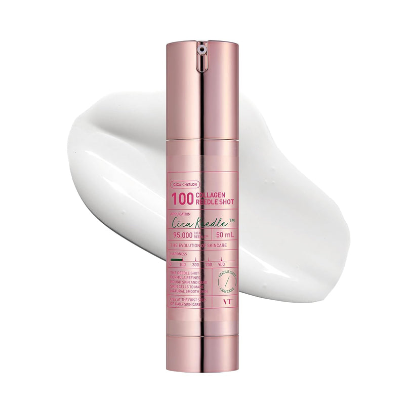 VT COSMETICS Collagen Reedle Shot 100 | Collagen Microneedling Serum, Firming & Elasticity, 500Da Collagen Extract, Soft Skin, Glass Skin, Korean Skin Booster 1.69Fl Oz(50ml)