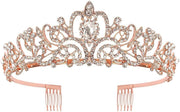 Shining Diva Fashion Crystal Tiara and Crown for Women Stylish Headband Crowns with Comb Tiaras for Girls Kids Queen Princess Wedding Bridal Birthday Gift Hair Accessories - 01 Rose Gold