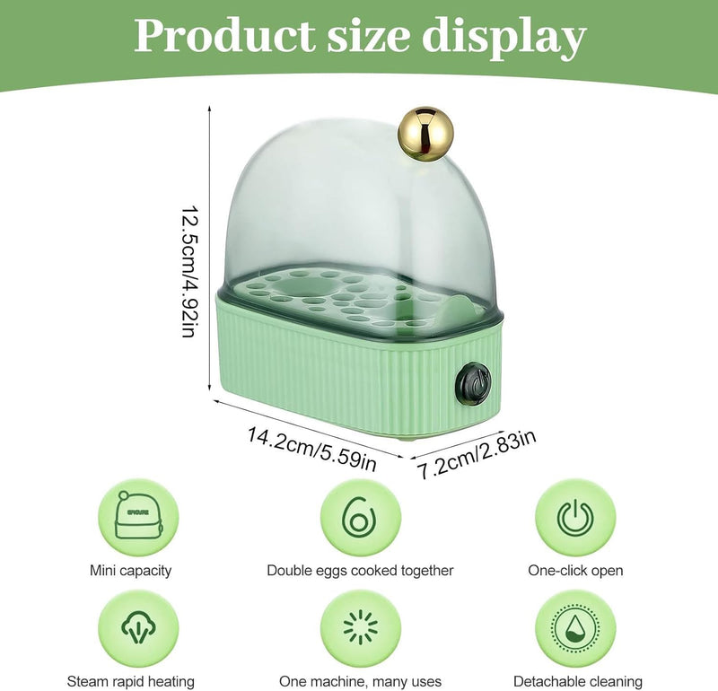 Versatile Electric Egg Cooker - 2-Egg Capacity Boiler, Steamer, Poacher | Automatic Rapid Mini Cooker for Hard Boiled Eggs