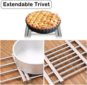 HEXAR Stainless Steel Extendable Coaster, Hot Pot Placement Trivet, 22 to 37cm for Home Kitchen Dining Table, More Than Two Pots, Table Mat Kitchen Dining Tableware Accessories