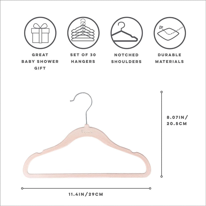 3 Sprouts Baby Hangers, Non-Slip Velvet Hangers, Kids Hangers - Pack of 15 - Pink