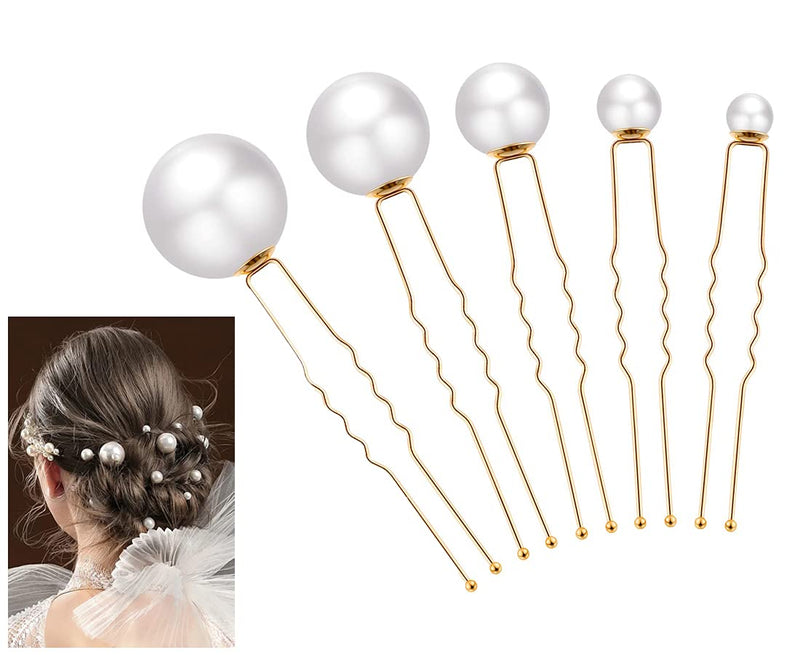 Yplun 18 Pcs Wedding Pearl Hair Pins - Bridal Pearl Rhinestone Hair Pins - Hair Accessories for Bride Bridesmaid Women Girls (Gold)