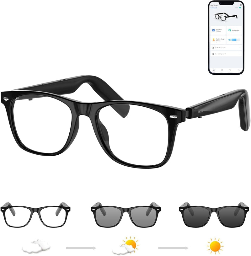 GetD AI Glasses, AI Assistant Powered by ChatGPT, Smart Glasses, Polarised Sunglasses, Bluetooth Smart Sunglasses for Men and Women, 2-in-1 Headphones and Glasses