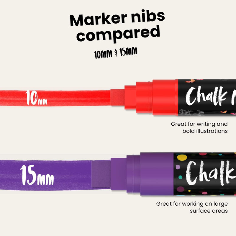 Chalkola Liquid Chalk Markers Erasable (10 Pack) w/Gold & Silver - Washable Paint Chalk Pens for Chalkboard Signs, Blackboard, Car Window, Bistro, Glass, Board - Neon Wet Wipe 6mm Reversible Bold Tip
