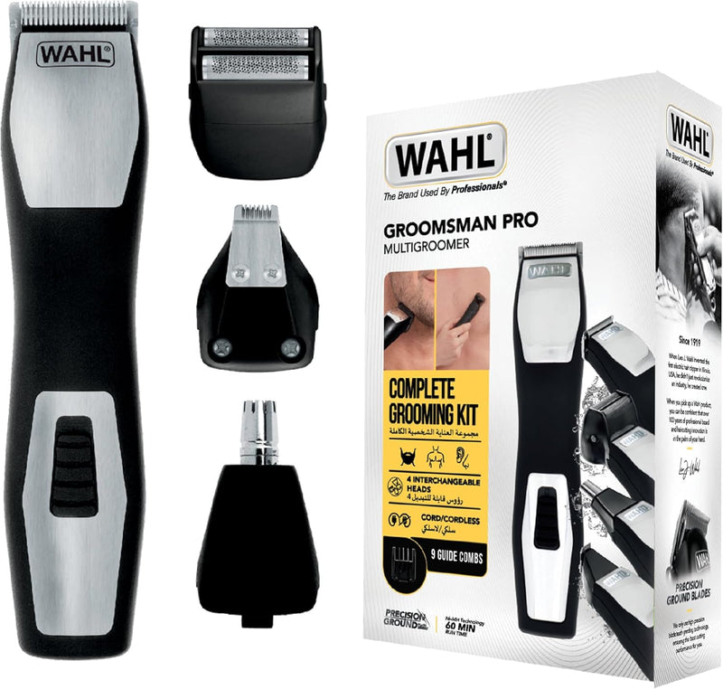 WAHL Grooming Kit for Men - Beard & Body Trimmer with Foil Shaver, Ear Nose Trimmer, 9 Cutting Lengths, Precision Blades, Sharp Sturdy Blades, 9855-1227