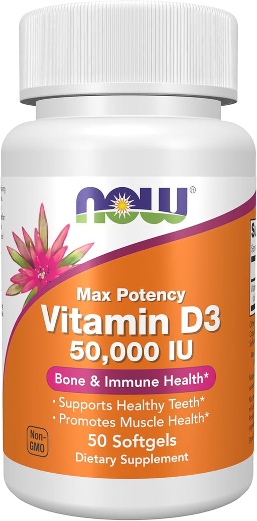 Foods Supplements, Vitamin D-3 50,000 IU Softgels, 50 softgels