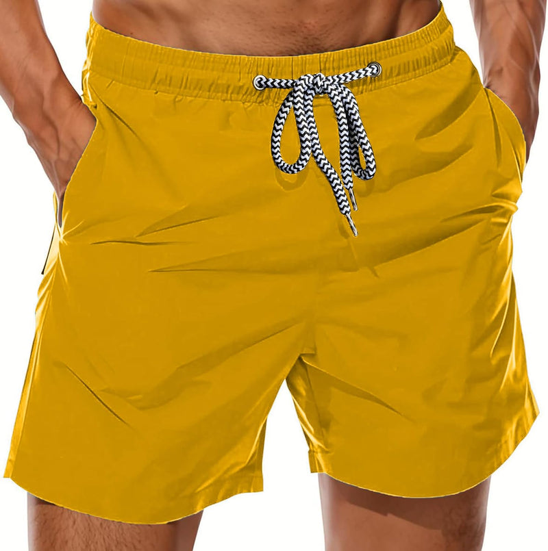 Sun Ora Men's Swim Trunks Quick Dry Swimming Shorts,Mesh Layer Swim Suit Plain Beach Board Shorts with Mesh Pockets