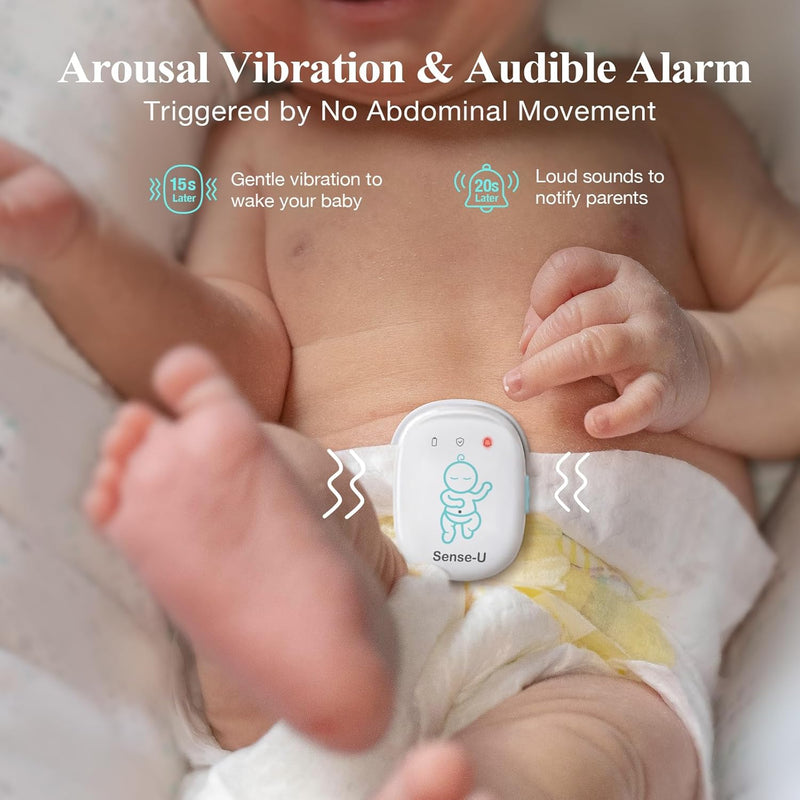 Sense-U Smart Baby Monitor Tracks Baby's abdominal Movement, Feeling Temperature and Stomach Sleeping for Baby Safety with Audio Alarm on Smartphone