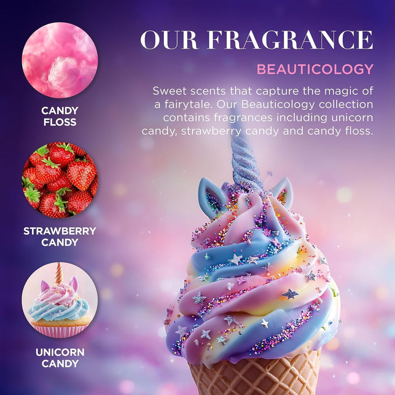Baylis & Harding Beauticology Unicorn Candy Bath Bubbles Gift, 320ml Sweet Scented Bubble Bath Vegan Friendly & Cruelty Free Luxurious Pampering Gift for Women & Girls (Pack of 1) - Unicorn Bath Bubbles