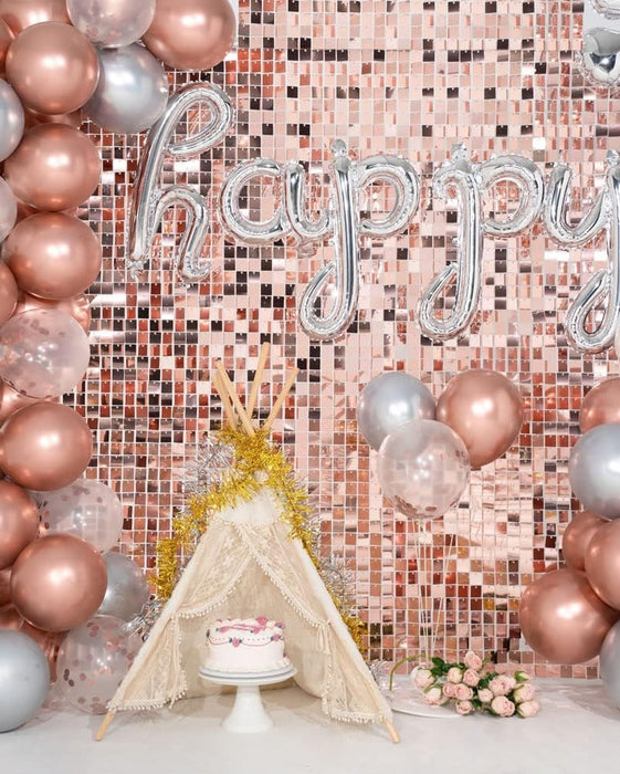 Kate Square Gold Shimmer Wall Sequin Panel Backdrop Birthday Wedding Background Decoration Wall(Pack of 12)