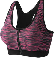 Dress Cici Zip Front Sports Bra With Racerback And Colorful Fabric