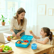 Bento Lunch Box, LunchBox 4 Compartments, Leak-Proof Lunch Container, PFAS&BPA-Free Microwave Safe, BLYPHOO Bento Box with Soup Bowl(Blue)