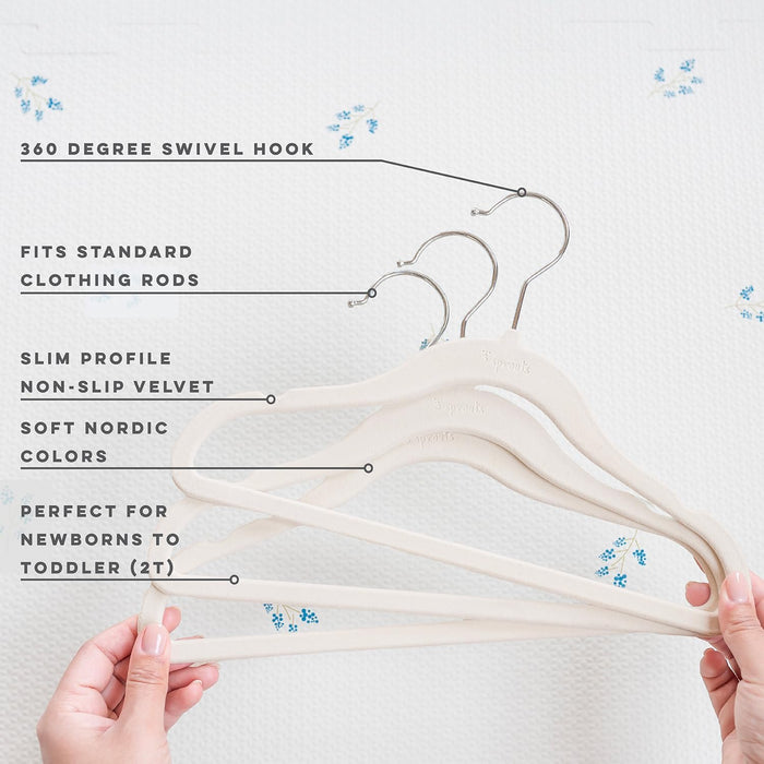 3 Sprouts Baby Hangers, Non-Slip Velvet Hangers, Kids Hangers - Pack of 15 - Pink