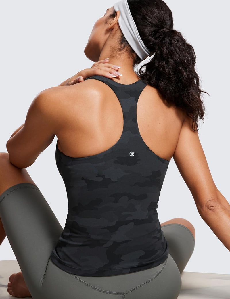 CRZ YOGA Butterluxe Workout Tank Tops for Women Built in Shelf Bras Padded - Racerback Athletic Spandex Yoga Camisole