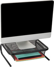 Mind Reader 2Meshmon-Blk Metal Mesh Stand And Desk Organizer With Drawer, Monitor Riser, Black-2 Pack - Black w Drawer With Drawer