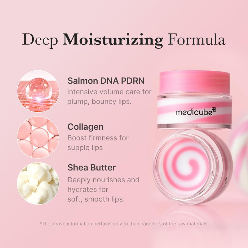 PDRN lip sleeping mask glow balm Salmon PDRN, Collagen, Shea Butter for Softer Lips, Long-lasting Moisture, Overnight and daily lip care, Korean Skincare 0.35 oz.