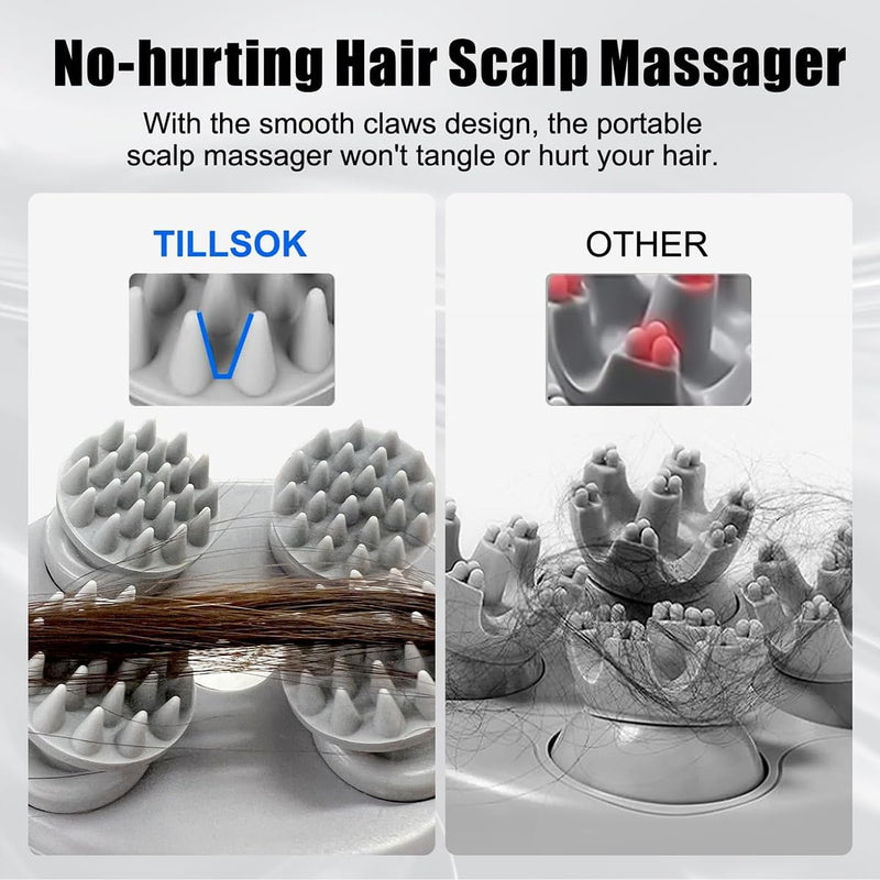 Electric Scalp Massager - Head Massage Scalp for Stress Relax and Pain Relief, Lightweight Hand held, Rechargeable with 96 Kneading Nodes, 4 Claws for Scalp and Body Massage & Face Cleaning - Green