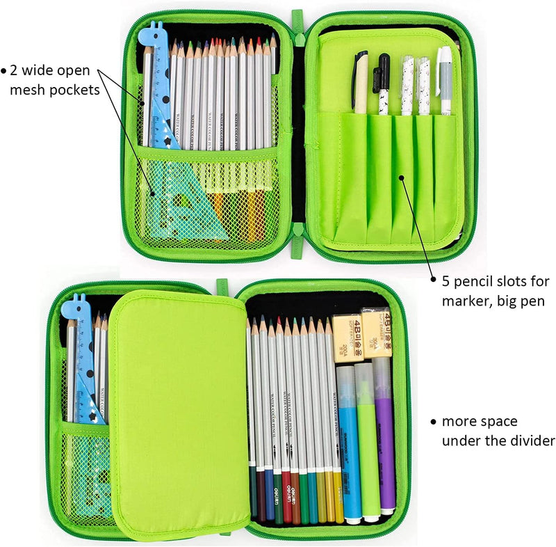 School Boys Pencil Bag Pen Case with Compartments - Large Capacity Students Stationery Pouch with Zipper Closure - Cute Accessories Storage Box Organizer for Kids Girls Toddlers