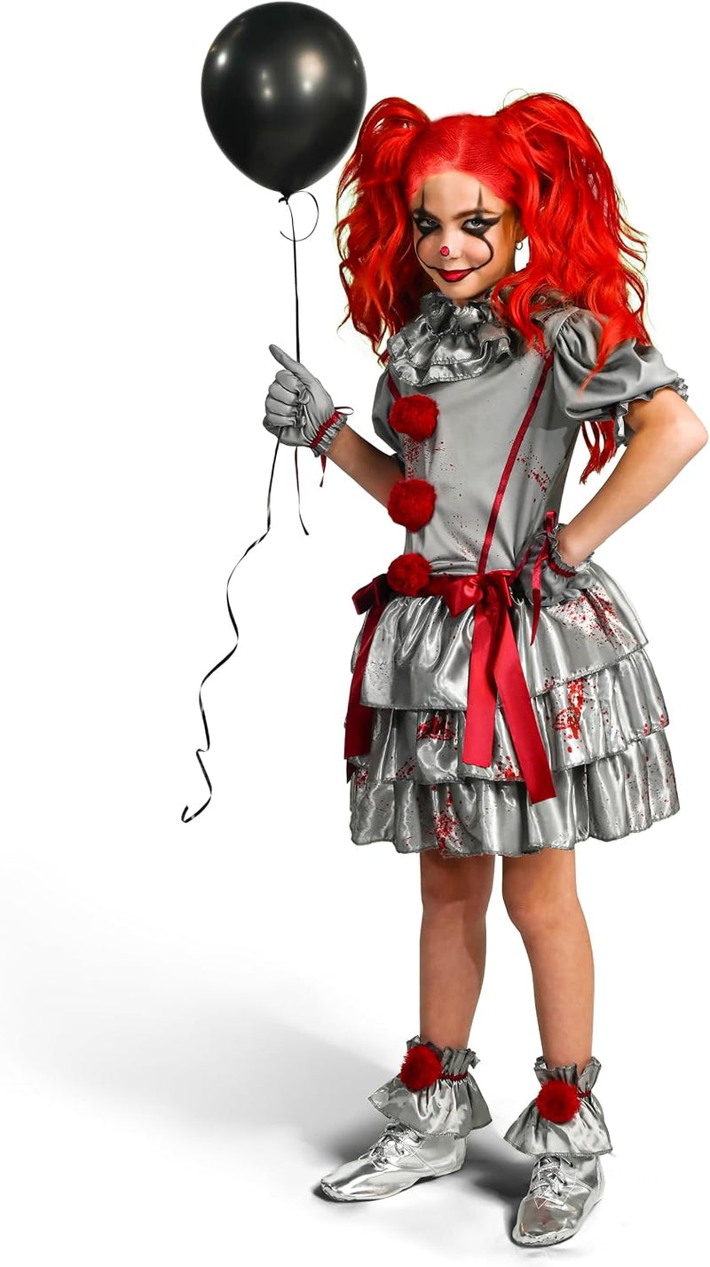 Spooktacular Creations Girls Clown Costume, Evil Clown Dress, Halloween Scary Jester Costume for Girls Halloween