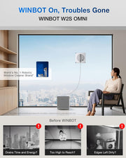 ECOVACS WINBOT W2S OMNI Window Cleaning Robot, with 6-in-1 Multifunction Station, TruEdge Edge-to-Edge Precision, Triple Wide-Angle Spray Nozzles, 12-Level Safety System, Dual Power Modes