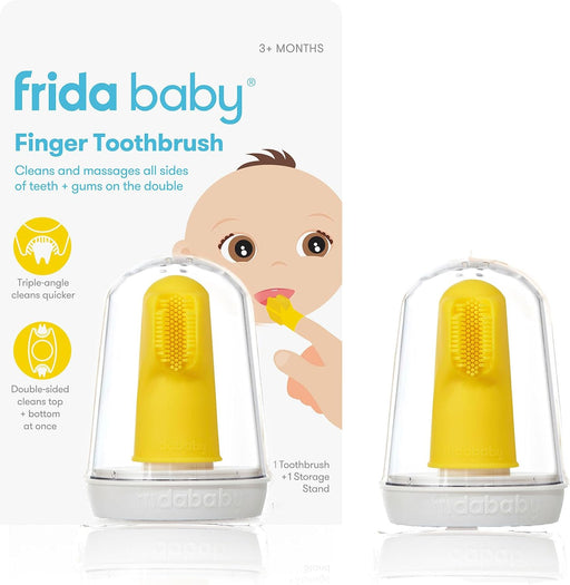 SmileFrida: Baby's First Finger Toothbrush, 3 Months and Up, Triple Angle Bristles, Soft Toothbrush Bristles, Toothbrush + Storage Case - Finger Toothbrush for Babies (3M+)
