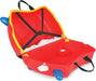 Trunki Rideon - Frank Fire Engine Suitcase - Durable ABS & Polypropylene Carry-On Luggage for Kids | Fun Travel Companion with Toy Storage - Perfect for Little Explorers - Flossi Flamingo (Red)