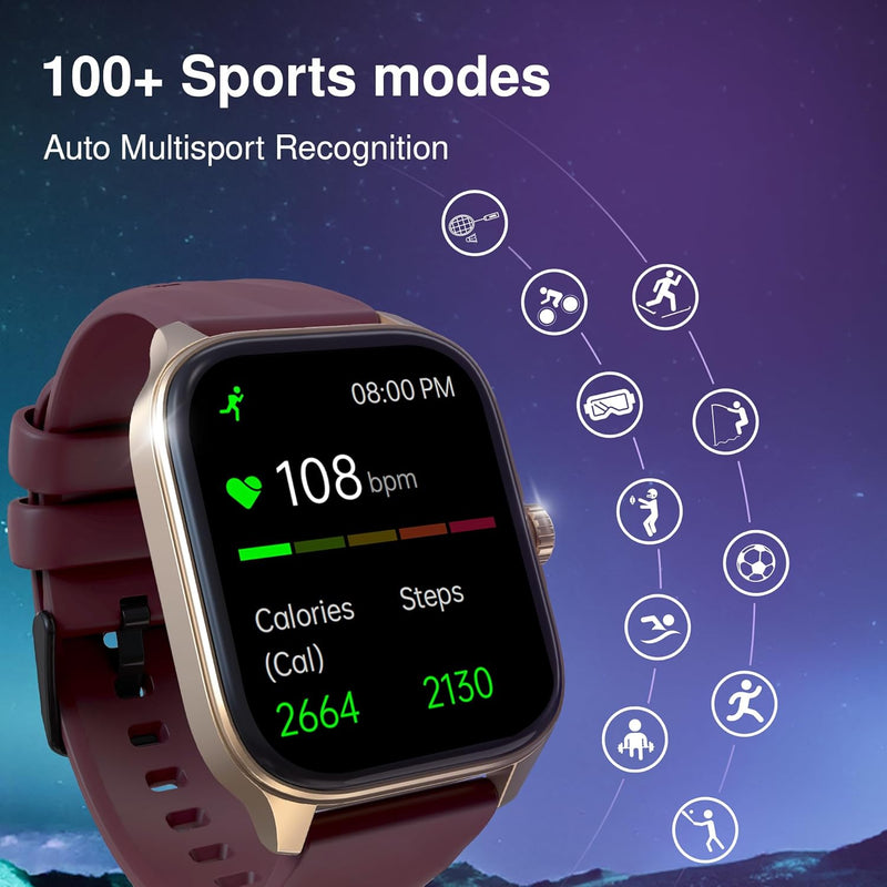 Fastrack Astor FS1 Pro Smart Watch, 1.97' AMOLED Display, Bluetooth Calling, 100+ Sports Modes, SpO2 & Heart Rate Monitoring, Women's Health, IP68, Up to 5 Days Battery, Functional Crown