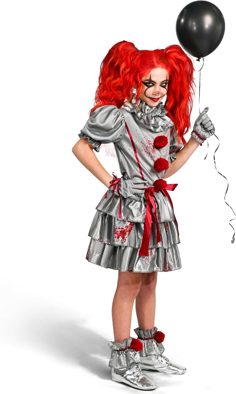 Spooktacular Creations Girls Clown Costume, Evil Clown Dress, Halloween Scary Jester Costume for Girls Halloween