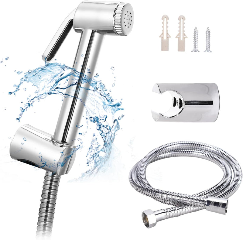 YMUHGS Handheld Shower Shattaf Set,Bidet Sprayer for Toilet,With 1.2M Stainless Steel Chrome Hose And Wall Holder,Paperless Washing,Wall Mounted Suitable For Bathroom Washroom Toilet
