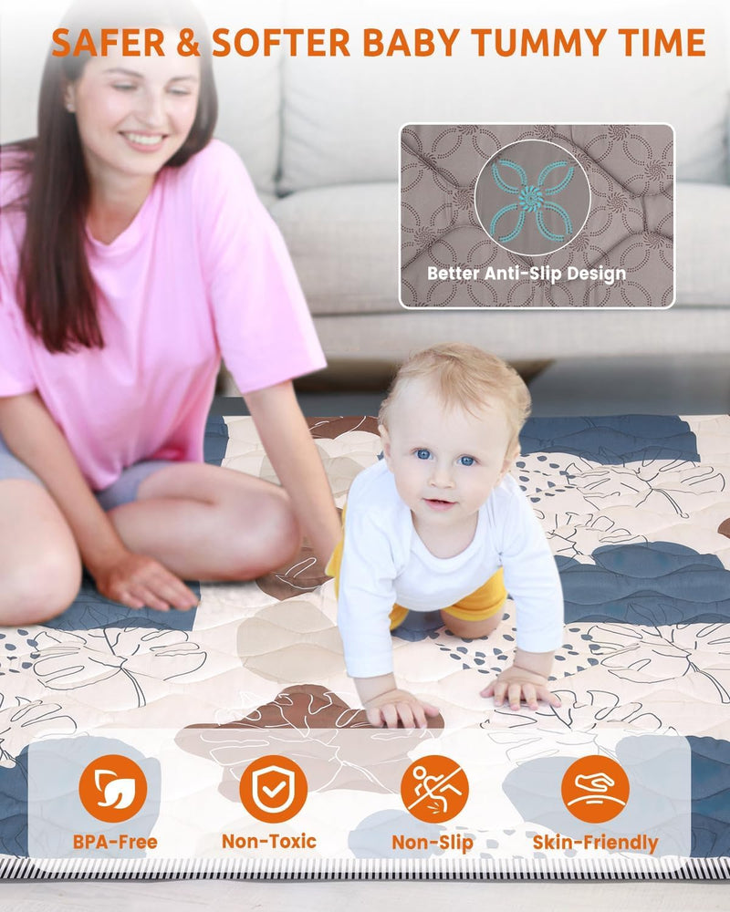 3Clock Playpen Mat Foam Thick, Baby Play MAT, Cotton Filling, Thickened Anti-Slip Baby Mat for Floor Playpen, Foldable and Machine Washable Baby Floor Crawling Mat (71 * 59In)