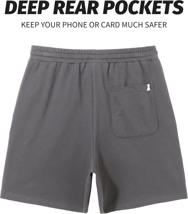 Men's Athletic Gym Shorts with Zipper Pockets 5.5" Elastic Waist Casual Cotton Sweat Short Pants for Pajama Jogger Sport