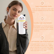 Bukela Kawaii Pencil Case 2-in-1 Silicone Pen Holder Soft Silicone Bag Dot Cat Design Pencil Case for Pencils Pen Storage for Girls and Boys Foldable and Waterproof White Dot Cats