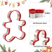 Aputue Gingerbread Man Cookie Cutters, 3 Piece Non-Stick Bakeware Set, Christmas Themed Cookie Molds for Gingerbread Cookies, Perfect for Holiday Parties and Family Baking