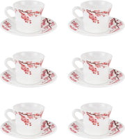 Delcasa DC3402 Opalware Cup and Saucer Set 12-Pieces