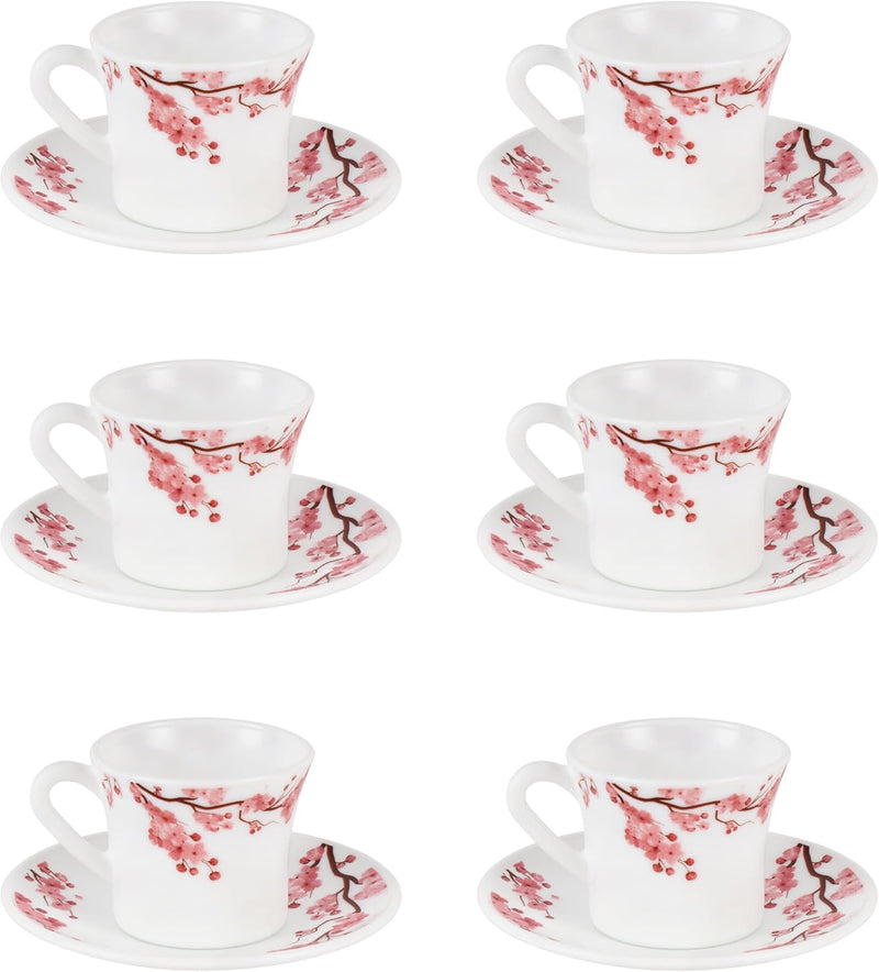Delcasa DC3402 Opalware Cup and Saucer Set 12-Pieces