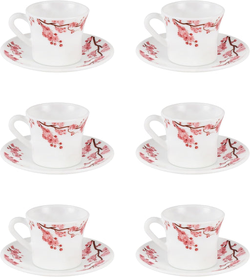 Delcasa DC3402 Opalware Cup and Saucer Set 12-Pieces
