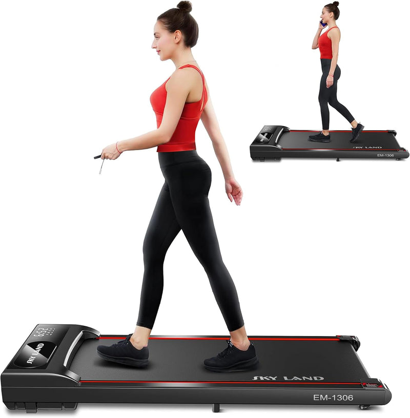 SKY LAND Walking Pad Treadmill for Home & Office Slim Under Desk Walking Treadmill with LED Display, Remote Control, Quiet Motor, Space-Saving Design - EM-1306 | Walking Pad – LED Display