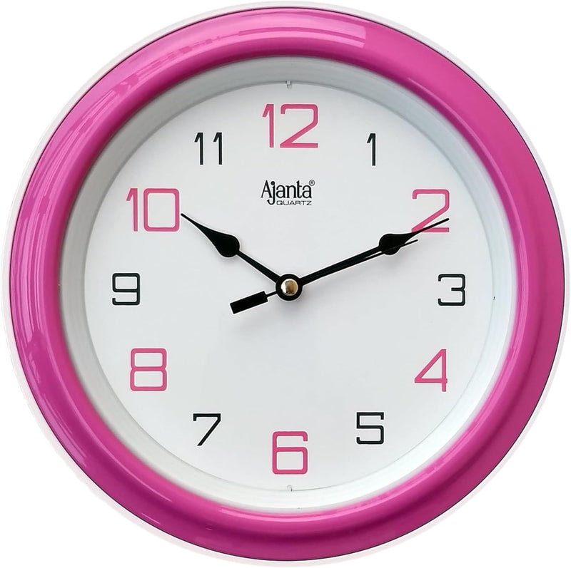 Ajanta Abstract Plastic Round Analog Wall Clock (20.5 Cm X 20.5 Cm X 3.5 Cm, Pink)