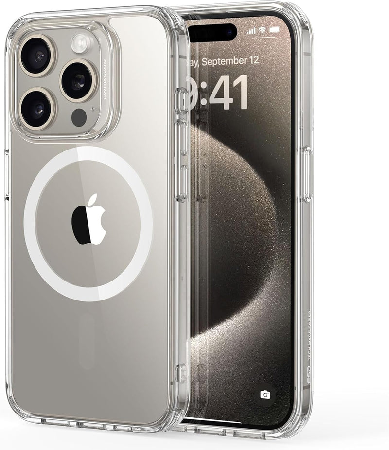 ESR for iPhone 15 Pro Max Case, Compatible with MagSafe, Military-Grade Protection, Yellowing Resistant, Scratch-Resistant Back, Magnetic Phone Cover for iPhone 15 Pro Max, Classic Series, Clear - iPhone 15 Pro Max A-Clear