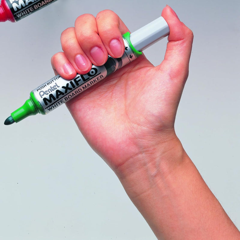 Pentel Maxiflo Mwl5M-Co Drywipe Marker, Blue, Box Of 12