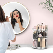 SKY-TOUCH 360-Degree Rotating Makeup Organizer,3-Tier Adjustable Cosmetic Storage Display Box Transparent Vanity Organizer for Skincare, Fragrance, and Beauty Products Bedroom,Countertop Organizer