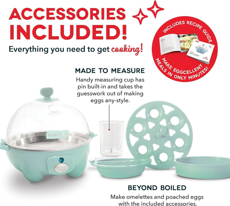 Dash Rapid Egg Cooker: 6 Egg Capacity Electric Egg Cooker for Hard Boiled Eggs, Poached Eggs, Scrambled Eggs, or Omelets with Auto Shut Off Feature, Black, 2 years warranty
