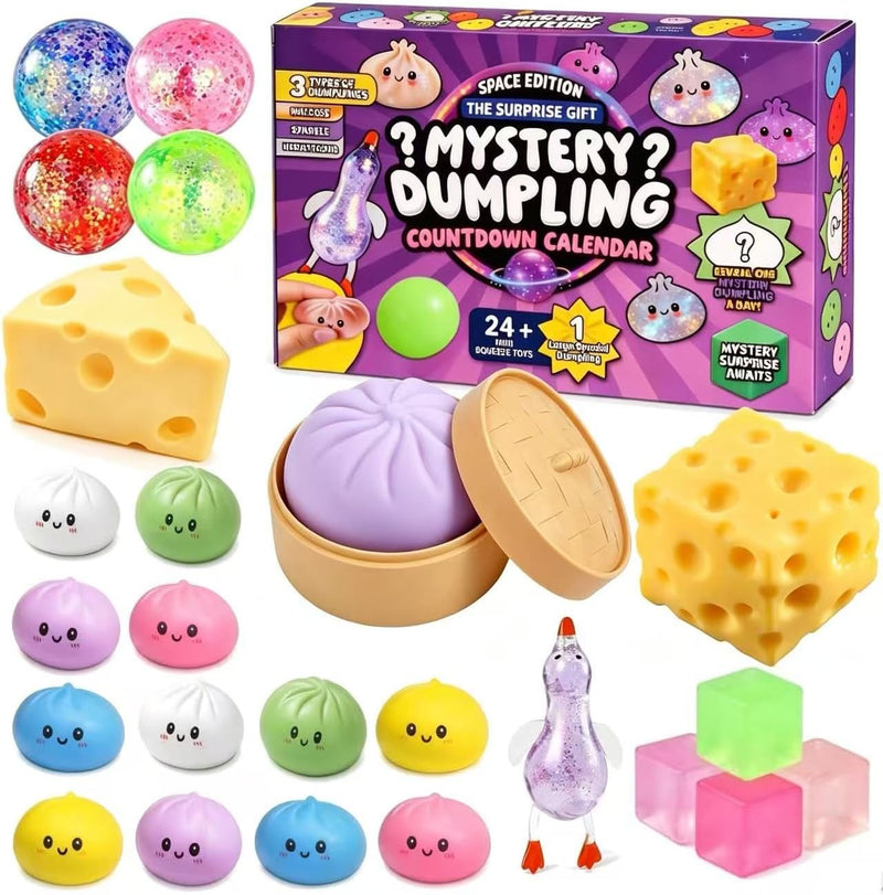 SLEEPHEAD Squishy bun Advent Calendar, 25 PCS bun Mystery Surprise Fidget Toys, Stress & Anxiety Relief Sensory Toys for Kids & Adults, Ideal Holiday & Birthday Gift