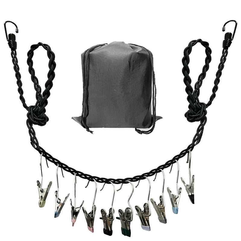 Retractable Portable Clothesline for Travel and Home, Tri-Braided Cord Clothes Line with 10 Windproof Clothes Clips, for Indoor Laundry Drying line,Outdoor Camping Hanger Accessories