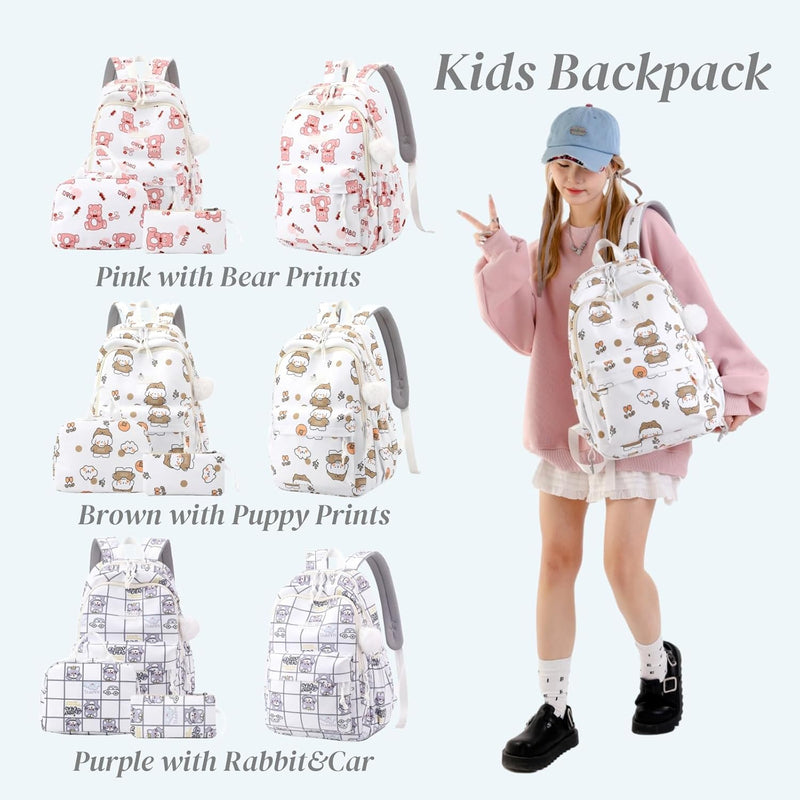 Mfikaryi Cute Cat Casual Daypack Teens Elementary School Backpack Students Bookbag for Girls Boysâ€¦