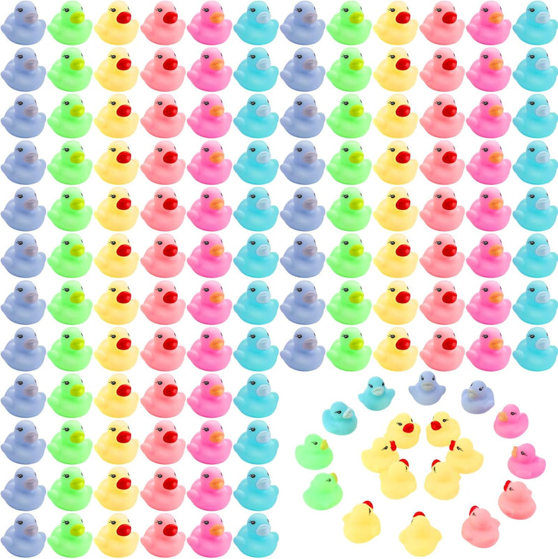 Teling 200 Pcs Mini Rubber Ducks in Bulk Yellow Tiny Baby Shower Ducks Float Squeak Bathtub Duckies Preschool Bath Toy for Birthday Party Gift(Macaron Color)
